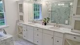 Remodeled bathroom counters and cabinets