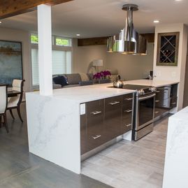 Modern marble kitchen island